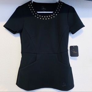 JAANUU SCRUB TOP BLACK XS